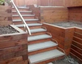 Retaining wall and comfortable stone stairs