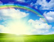 rainbow over a freshly cut lawn